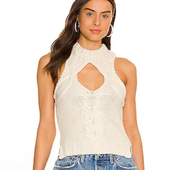 For Love & Lemons Keke Cable Knit Sweater Tank Top Womens Plus Size 2X Cream NWT - Picture 1 of 8